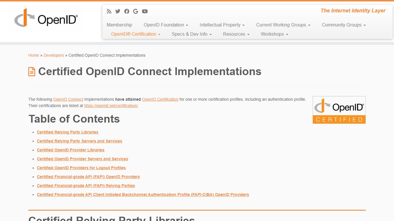 Certified OpenID Connect Implementations | OpenID